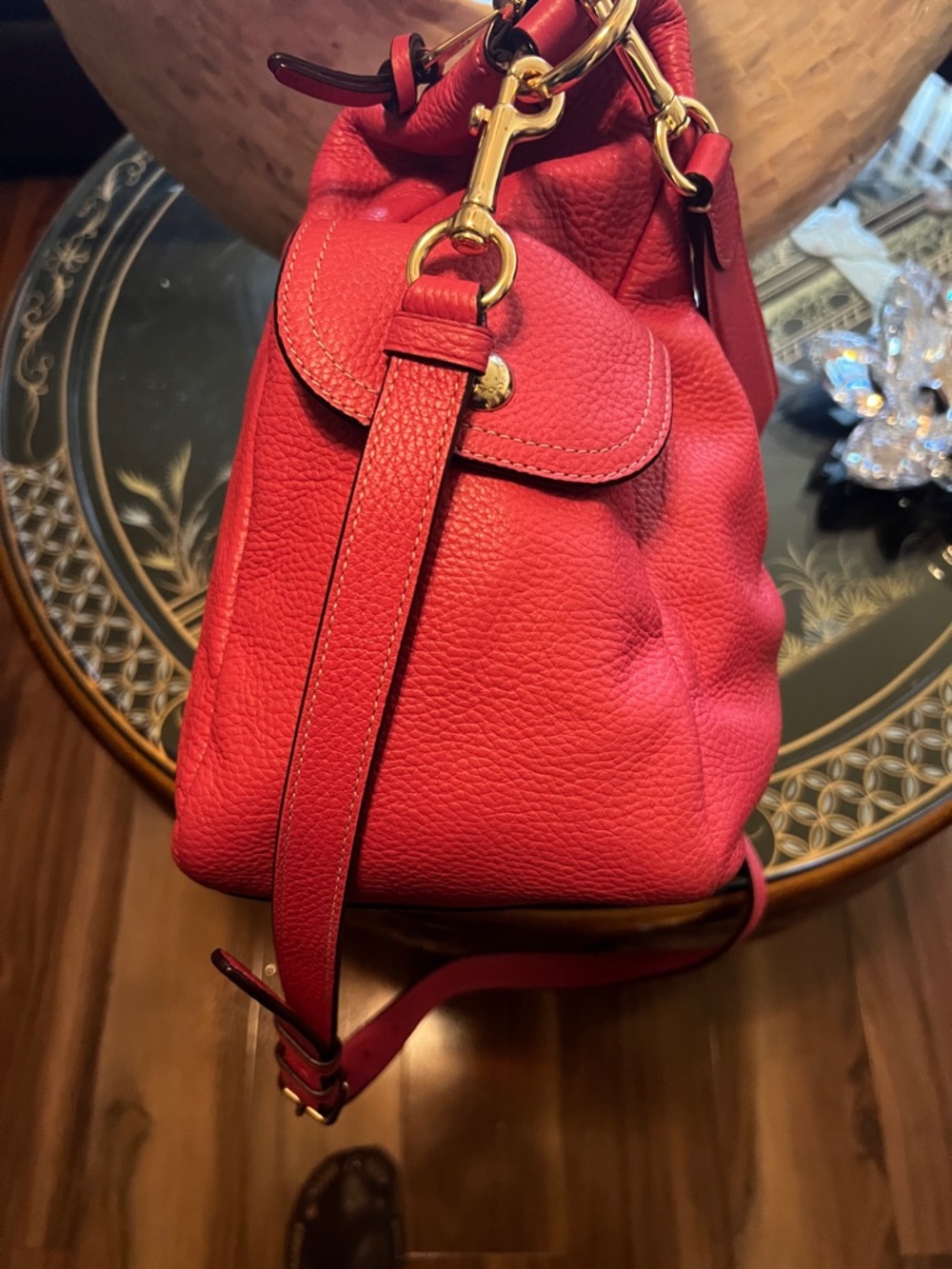 Coach Pebbled Leather Shoulder Bag in Raspberry - Picture 2 of 3
